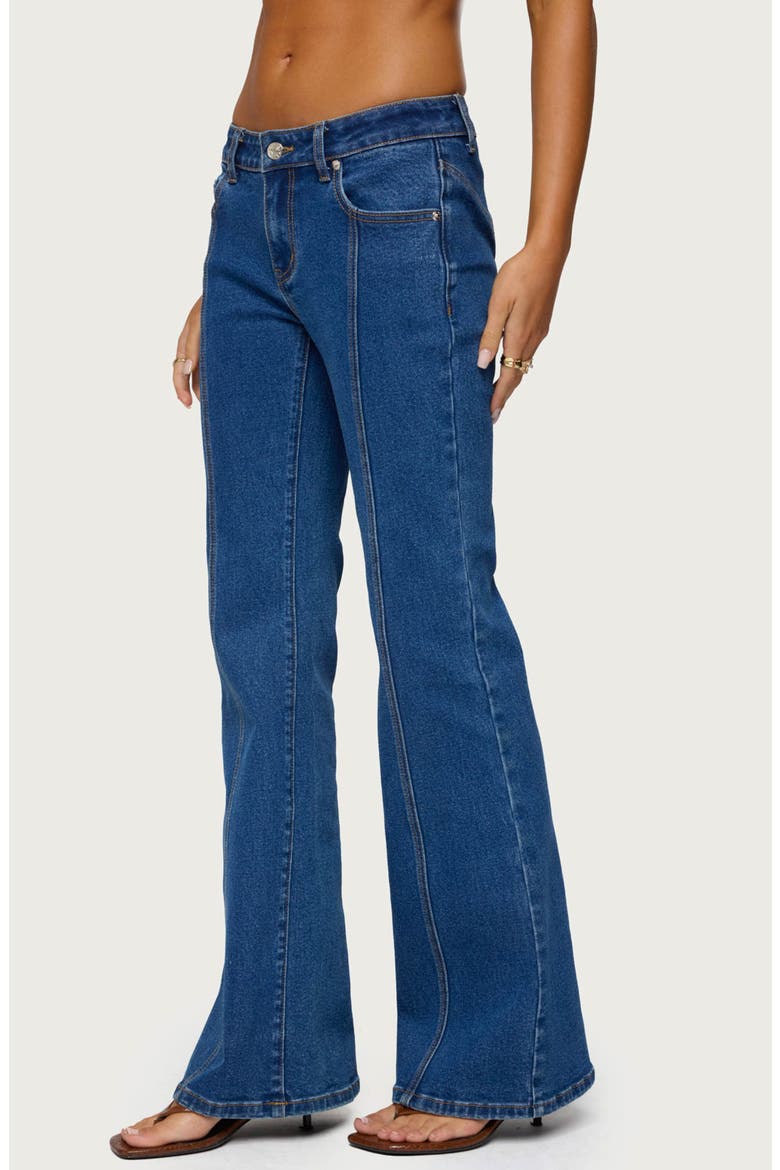 Starrie Seamed Low Rise Flare Jeans, Alternate, color, BLUE