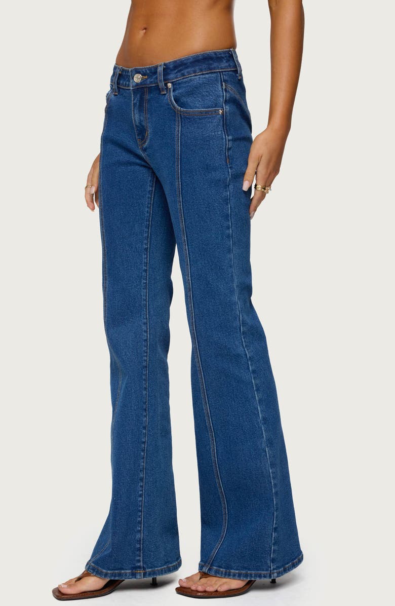 EDIKTED Starrie Seamed Low Rise Flare Jeans, Alternate, color, Blue