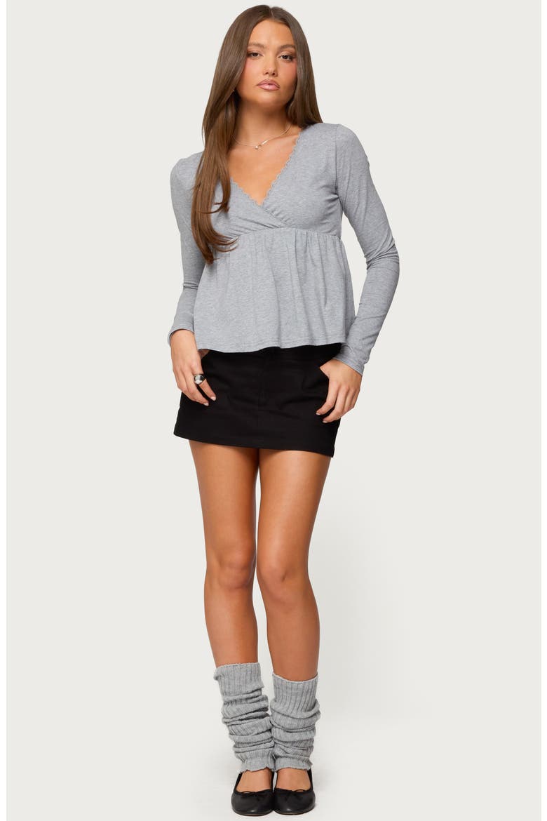 Kenzie Long Sleeve Babydoll Top, Alternate, color, GRAY-MELANGE