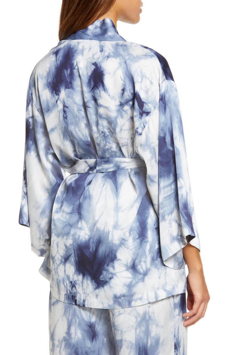 Natori Women's Sora Tie Dye Satin Robe, Alternate, color, Indigo