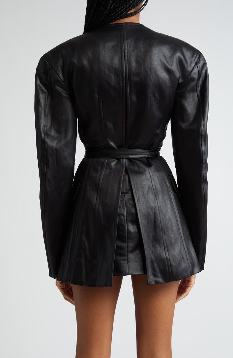 Alexander Wang Belt Strapped Open Front Linen Blend Blazer, Alternate, color, 