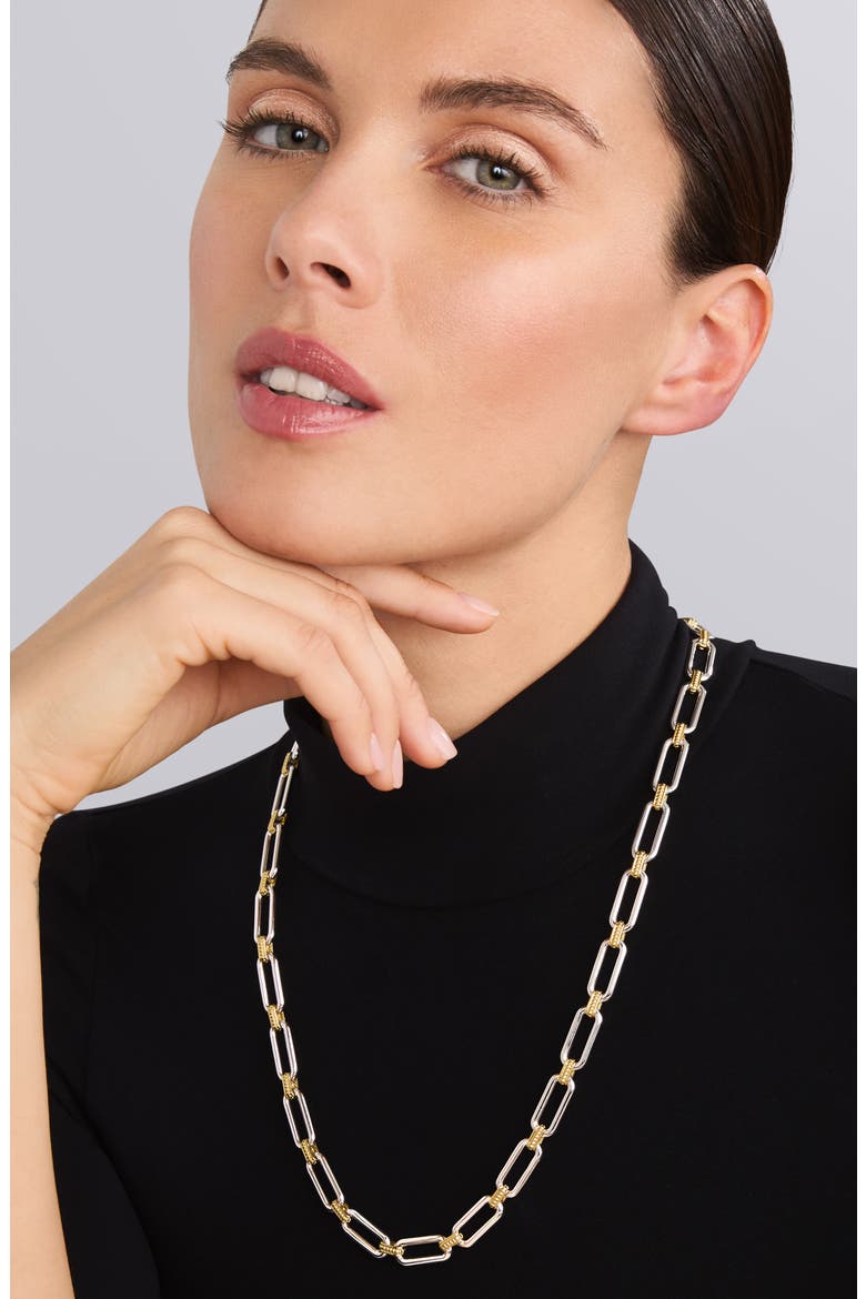 Signature Caviar Link Necklace, Alternate, color, SILVER GOLD