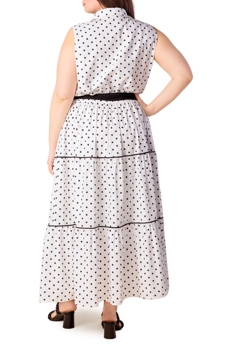 FLYING TOMATO Print Woven Midi Dress, Alternate, color, White Black