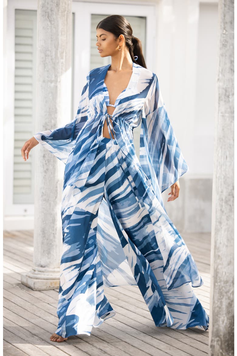 Chiffon Duster Loa, Alternate, color, Loa Blu