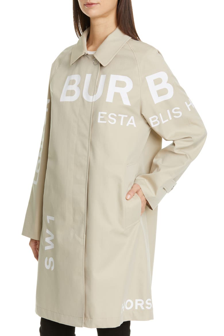Antonia Logo Print Cotton Gabardine Car Coat, Alternate, color, STONE