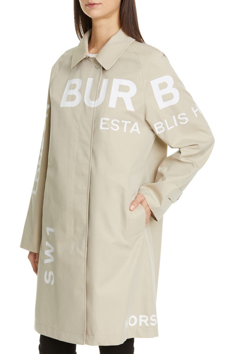 Burberry Antonia Logo Print Cotton Gabardine Car Coat, Alternate, color, 