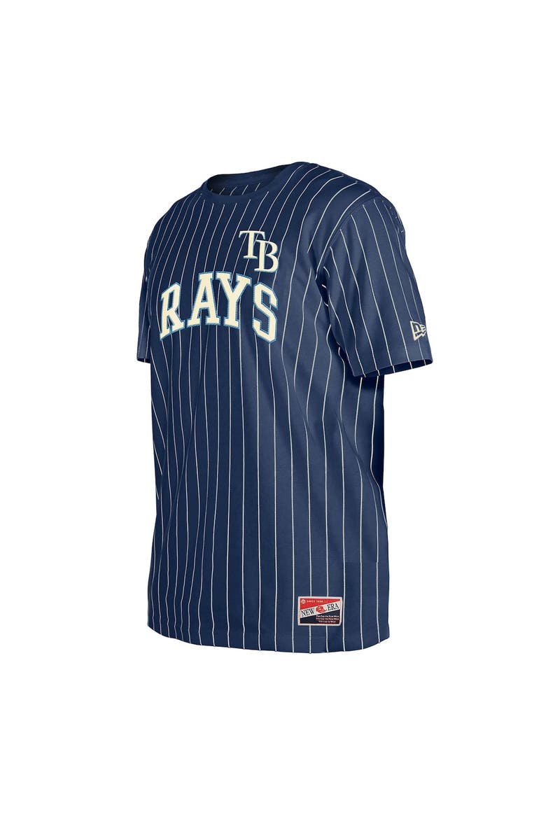 Men's New Era Navy Tampa Bay Rays Throwback Pinstripe T-Shirt, Alternate, color, Navy