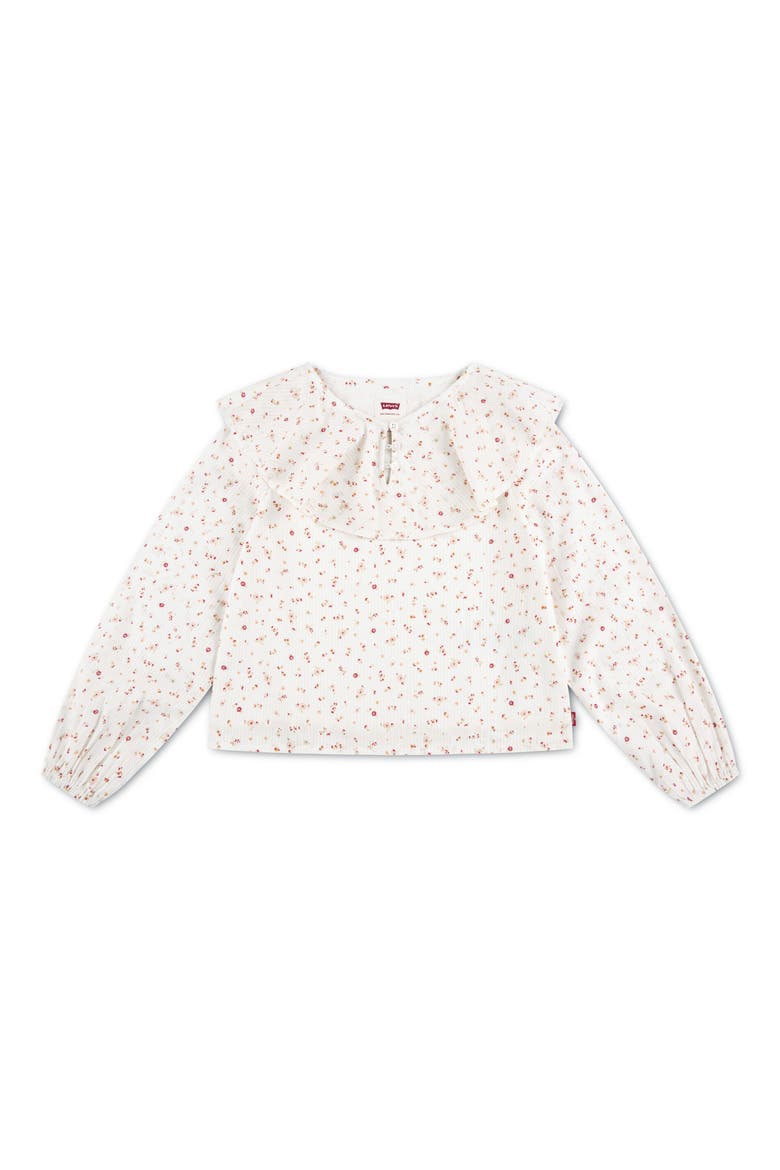 Kids' Ditsy Floral Cotton Long Sleeve Top, Main, color, LEVIS EGRET
