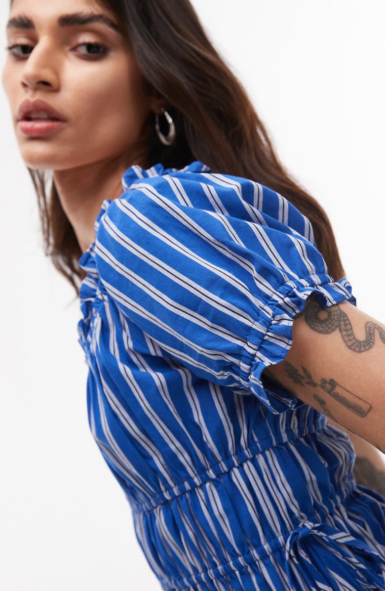 Topshop Shirred Bodice Maxi Dress, Alternate, color, Mid Blue