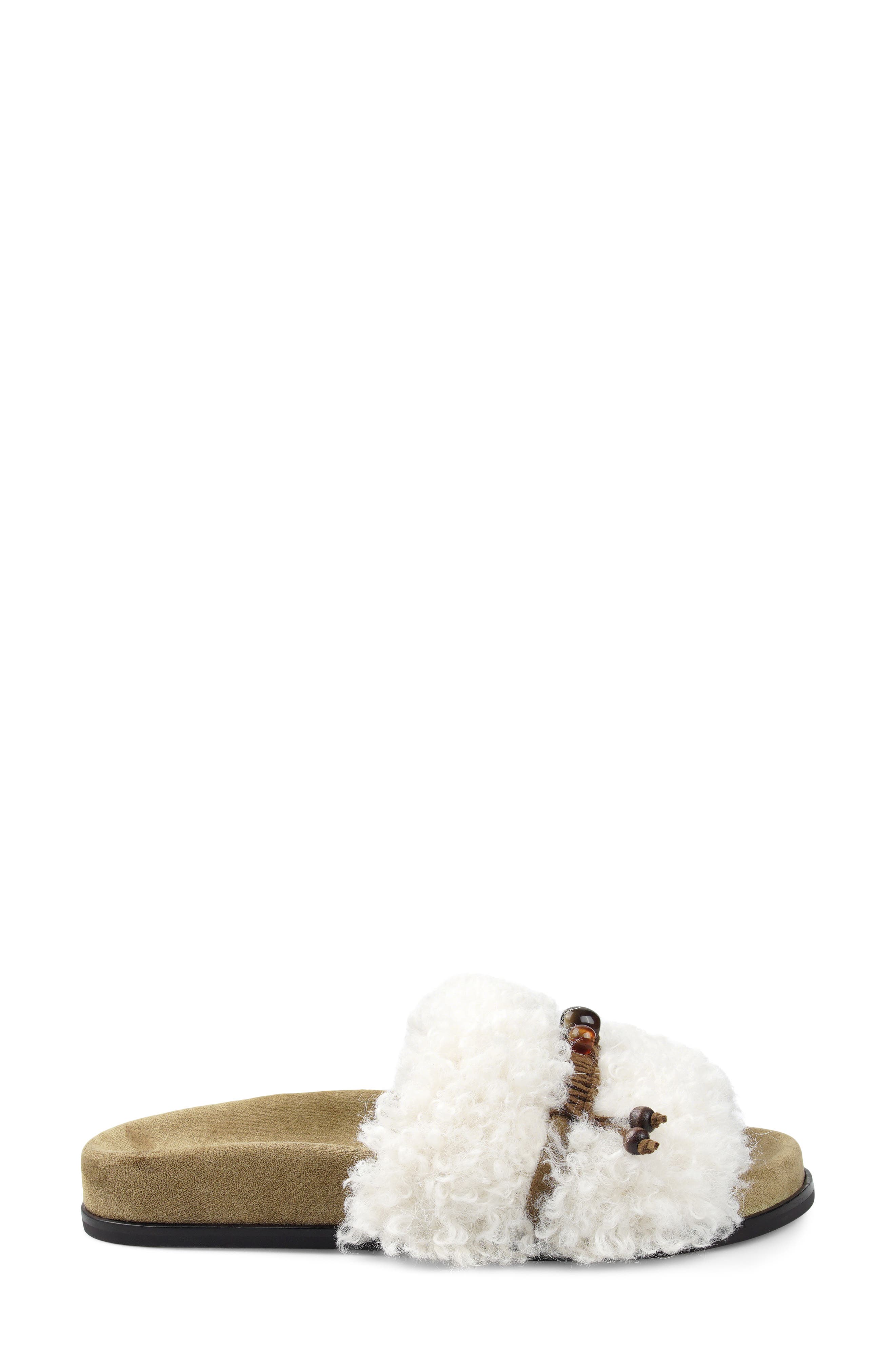 Bishop Faux Fur Slide Sandal, Alternate, color, NATURAL