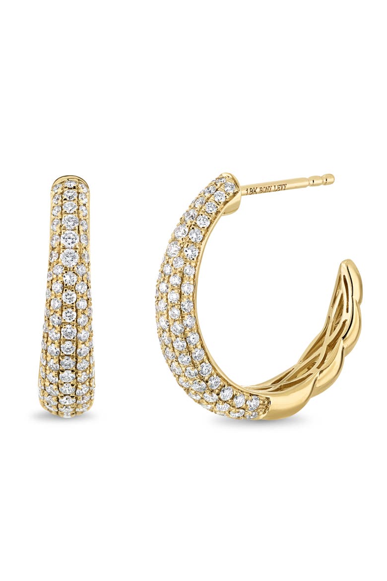 18k Gold Diamond Hoop Earrings, Main, color, 18KY
