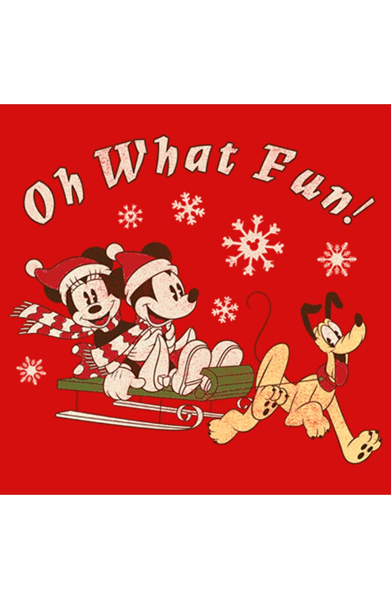 Mickey & Friends Girl's Mickey & Friends Oh What Fun Sled  Graphic T-Shirt, Alternate, color, Red