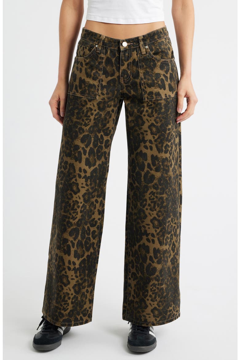 Low Rise Wide Leg Jeans, Main, color, LEOPARD