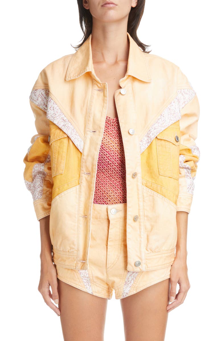 Isabel Marant Nisao Patchwork Oversize Denim Jacket, Main, color,