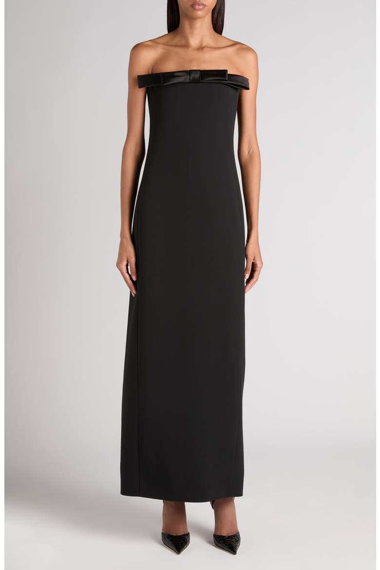 Strapless Crepe Cocktail Dress, Main, color, BLACK