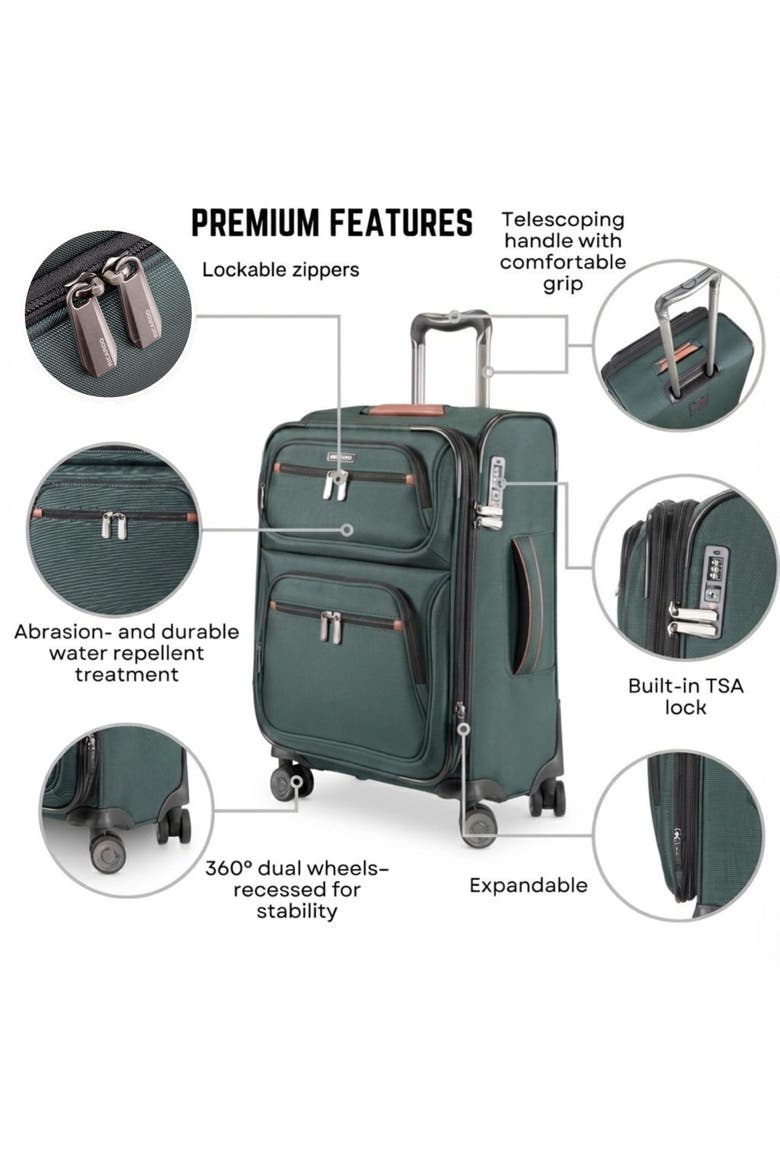 Montecito 3.0 Softside Expandable Luggage, 21" Carry-on, Alternate, color, Hunter Green