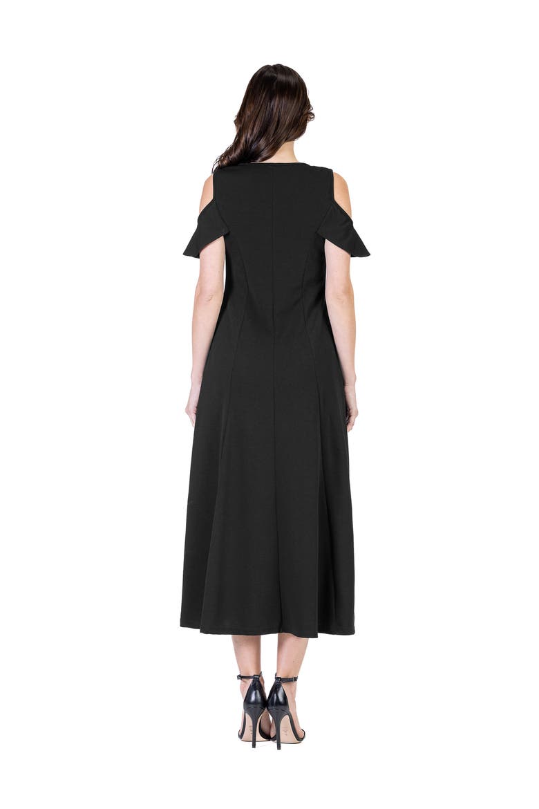 Maternity Ruffle Cold Shoulder A-Line Maxi Dress, Alternate, color, Black