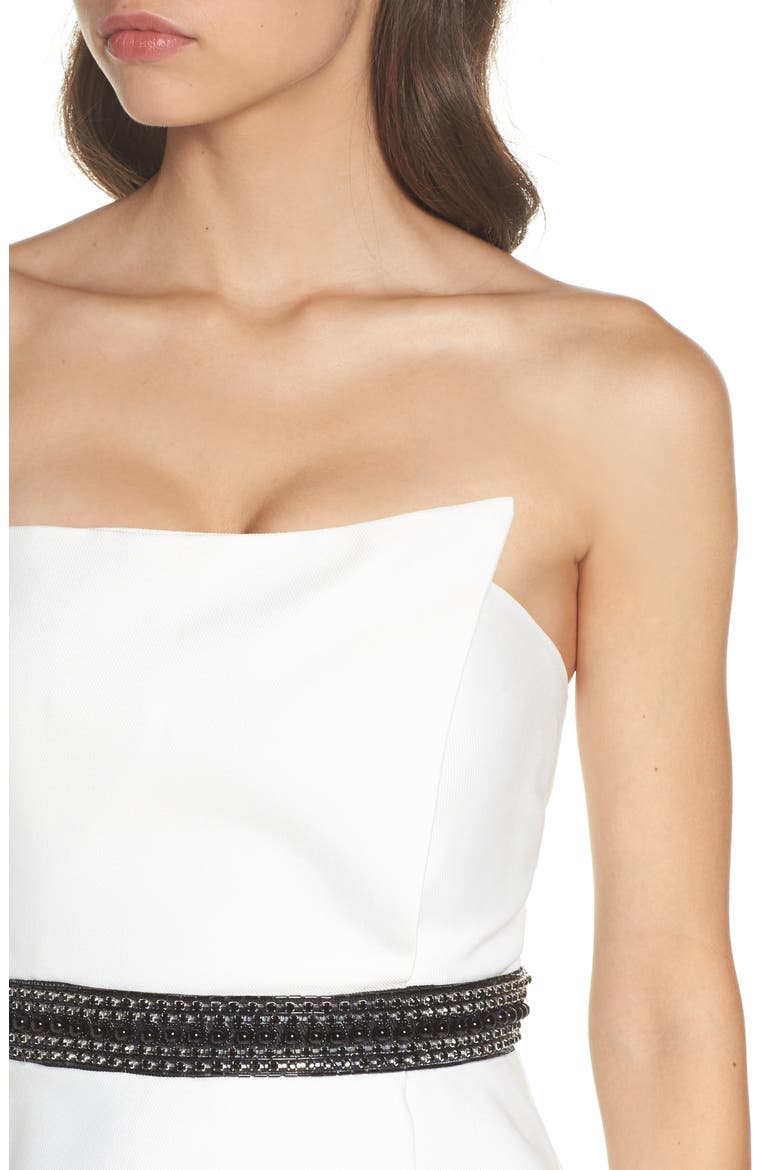 Colorblock Strapless Mermaid Gown, Alternate, color, BLACK/ WHITE