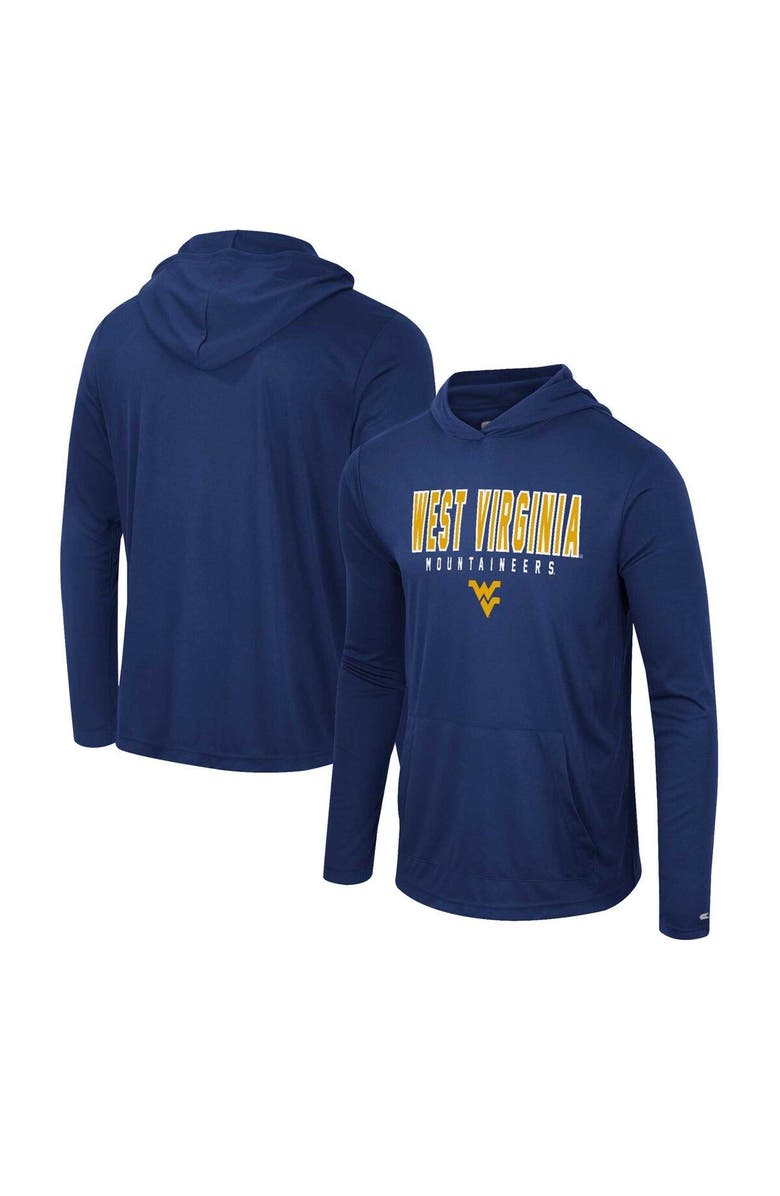 COLOSSEUM Men's Colosseum Navy West Virginia Mountaineers Team Color Rival Hoodie Long Sleeve T-Shirt, Main, color, 