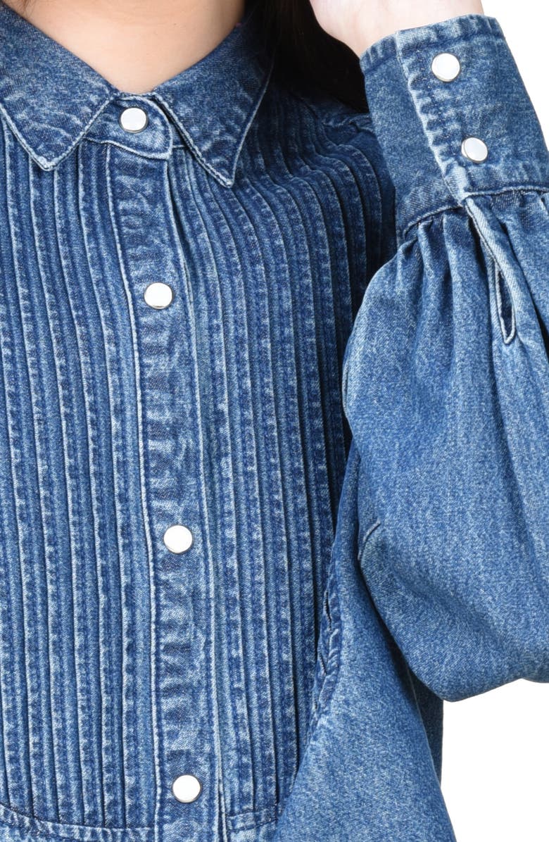 Molly Bracken Pintuck Pleat Denim Shirt, Alternate, color,