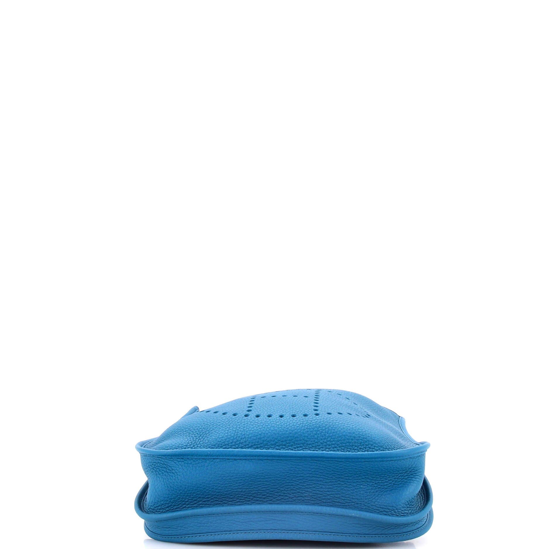 Pre-Owned Hermes Evelyne Bag Gen III Clemence PM, Alternate, color, Bleu Izmir