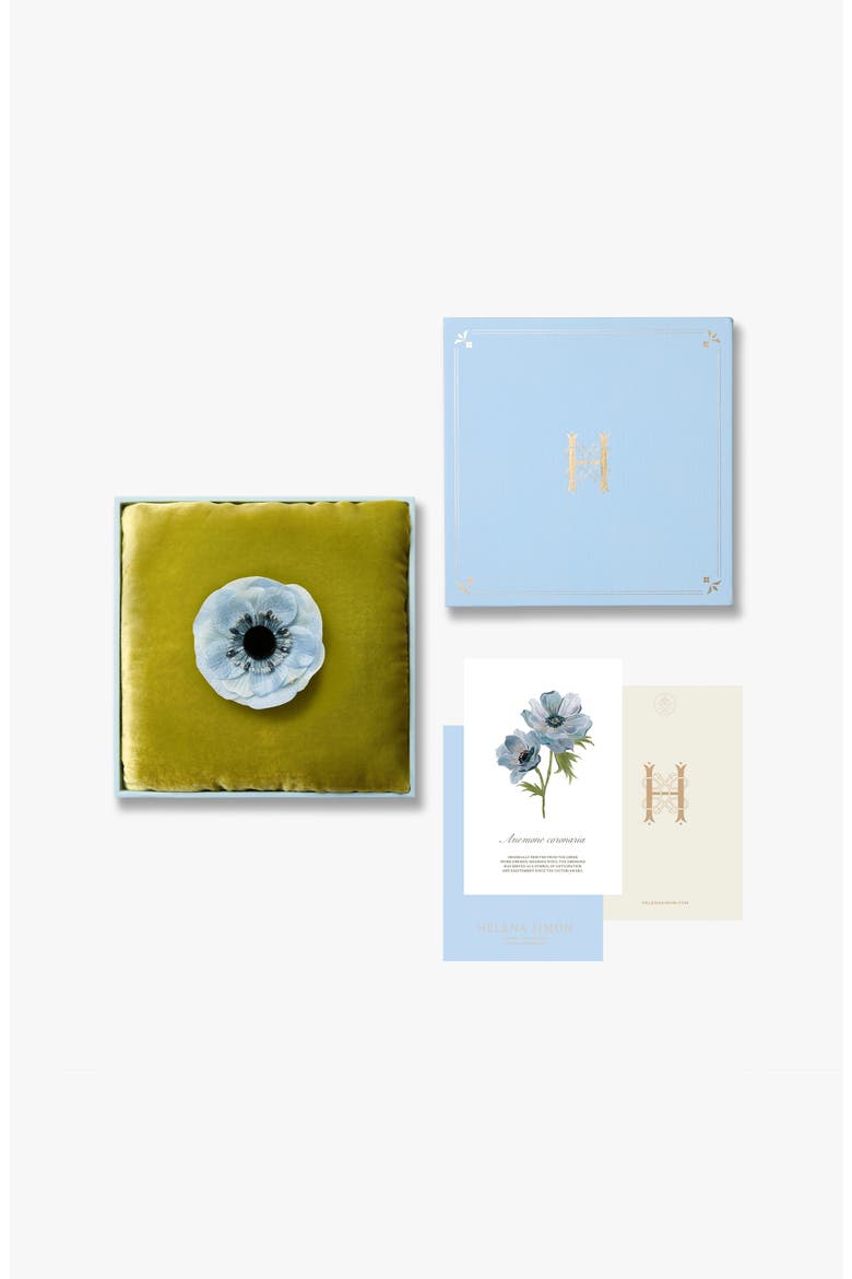 The Pale Blue Anemone Floral Brooch, Alternate, color, Blue