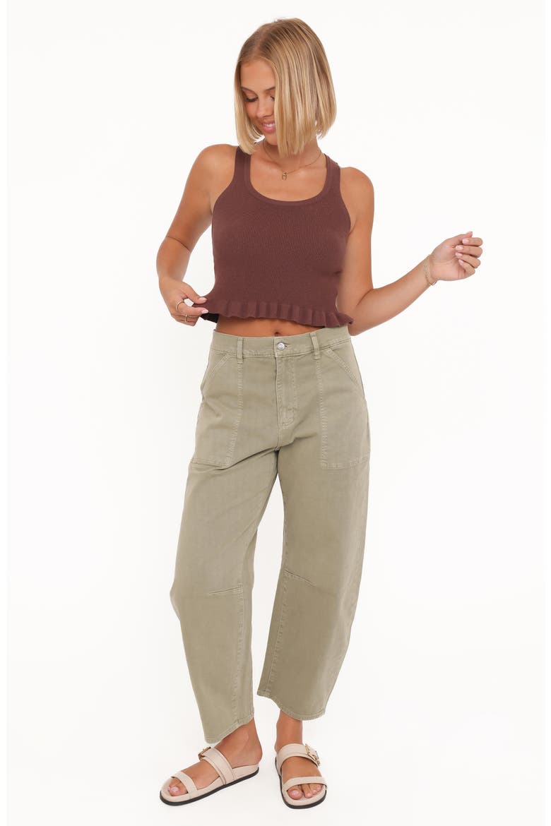 Bernice Ruffle Hem Crop Sweater Tank, Alternate, color, BROWN