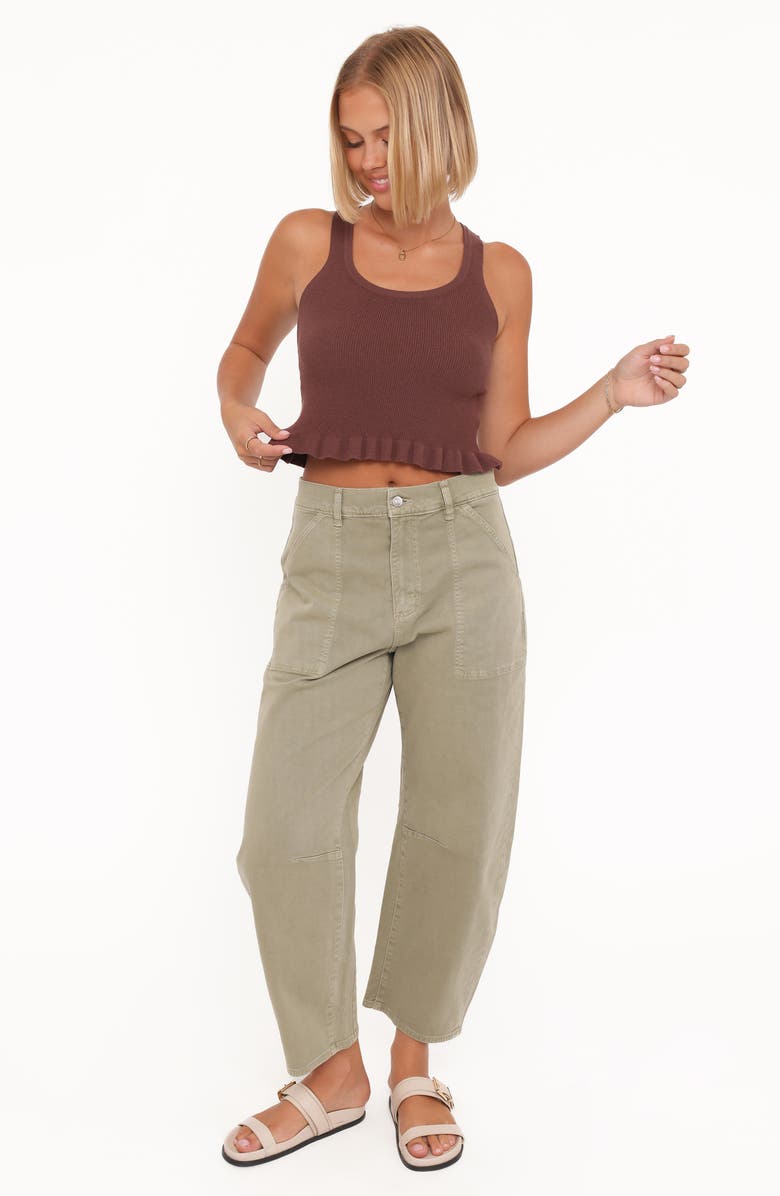 Petal & Pup Bernice Ruffle Hem Crop Sweater Tank, Alternate, color, Brown