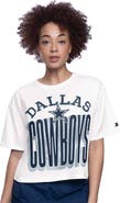 STARTER Women's Starter  White Dallas Cowboys Throwback Play the Ball Boxy Cropped T-Shirt