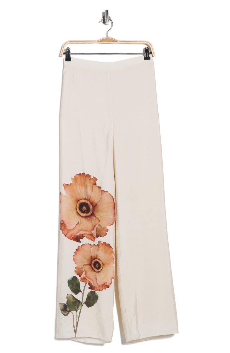 Desigual Floral Wide Leg Pants, Alternate, color, Medium Beige