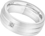 GEOFFREY BEENE Men's Brushed Stainless Steel Cubic Zirconia Band Ring