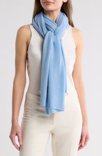 La Fiorentina Cashmere & Wool Blend Wrap In Light Blue