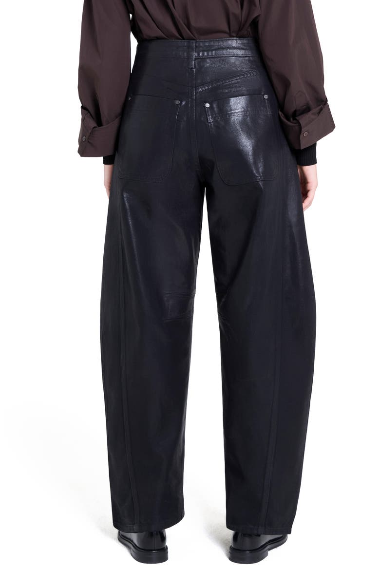Beryl Coated Barrel Leg Pants, Alternate, color, BLACK