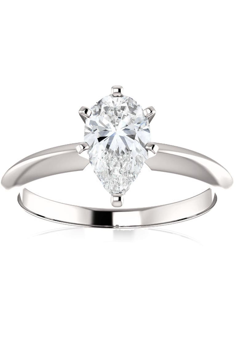 1 Ct Pear Shape Diamond Engagement Ring Lab Grown 14k Gold, Main, color, 14k White Gold