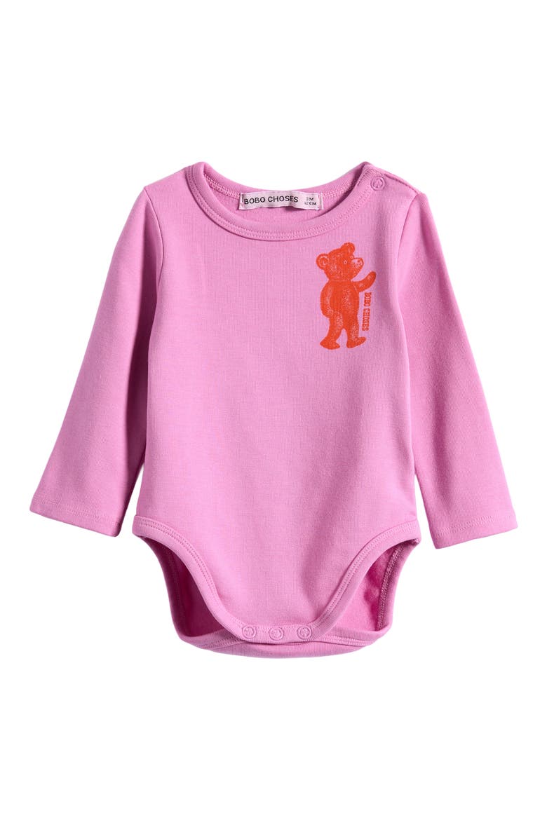 Softpaw Monster Stretch Organic Cotton Bodysuit, Main, color, PINK