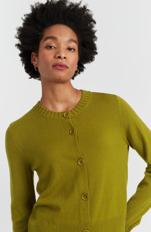 Chinti & Parker Wool Cashmere Blend Crew Neck Cropped Cardigan In Green