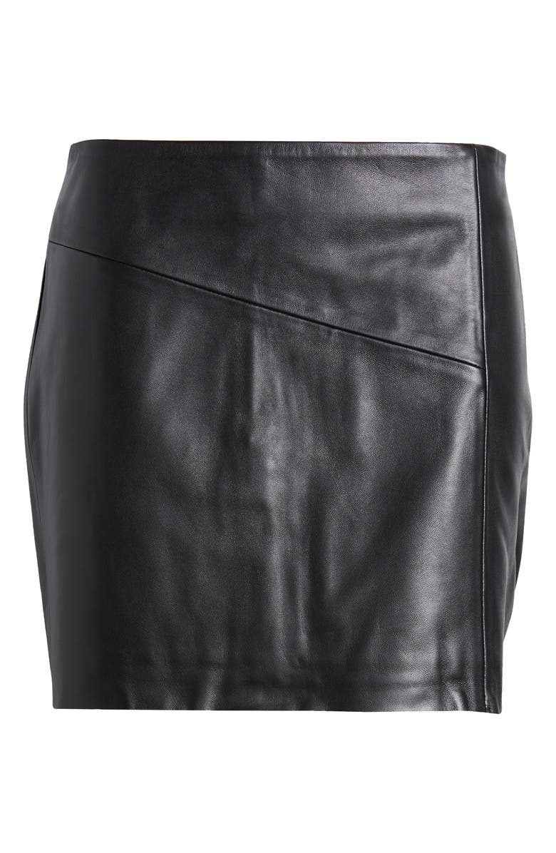 & Other Stories Raw Hem Leather Miniskirt, Alternate, color, 