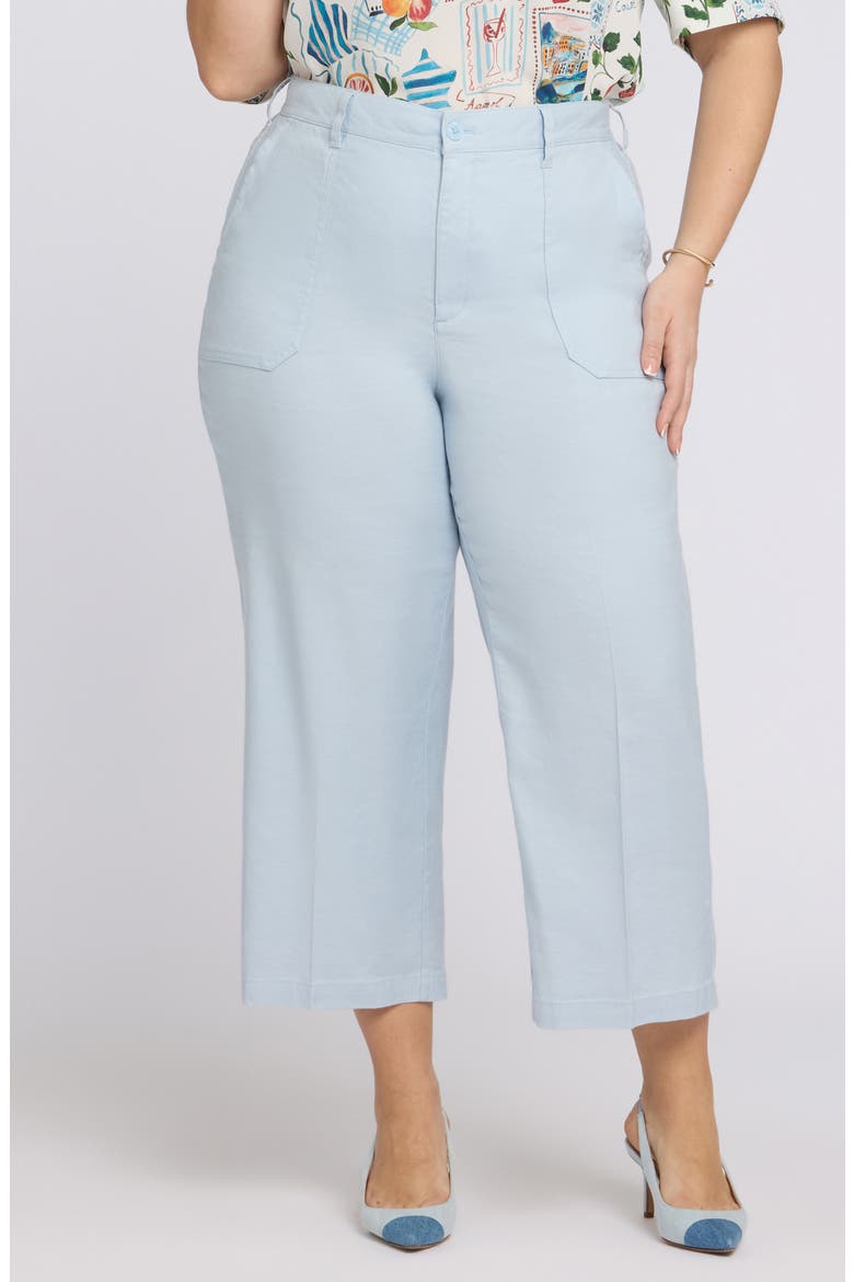 Utility Wide Leg Capri Linen Blend Pants, Main, color, BLUE CLOVER