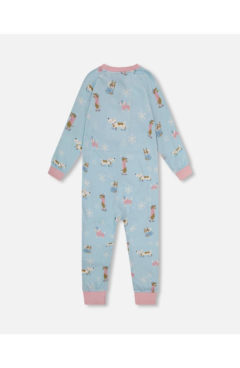 Deux par Deux Organic Cotton Interlock One-Piece Pajama, Alternate, color, Blue Dog Print