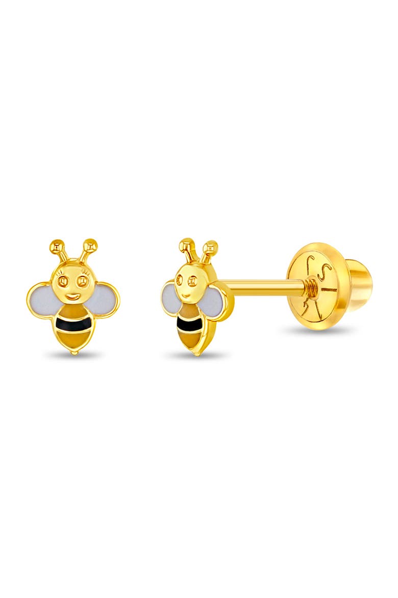 14k Honey Bee Earrings, Main, color, Yellow