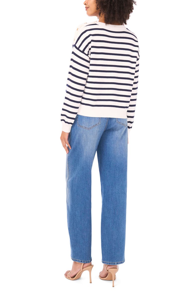 Stripe Combed Cotton Sweater, Alternate, color, ANTIQUE WHITE