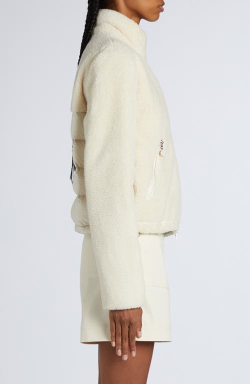 Moncler Polignac Teddy & Quilted Nylon Down Jacket In Silk White