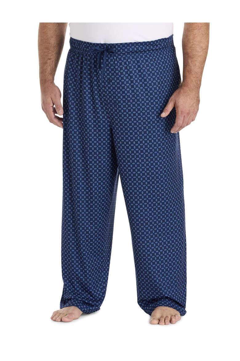 Big & Tall Geometric-Patterned Knit Lounge Pants, Main, color, NAVY