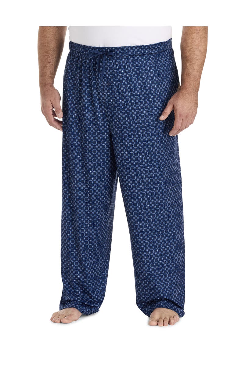 Harbor Bay by DXL Big & Tall Geometric-Patterned Knit Lounge Pants, Main, color, Navy