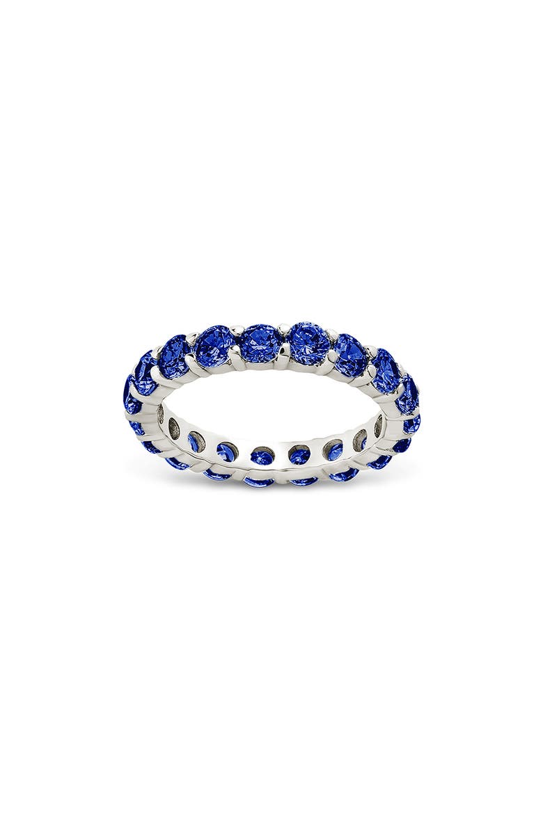 Gracie Cubic Zirconia Eternity Ring, Main, color, SILVER/ SAPPHIRE