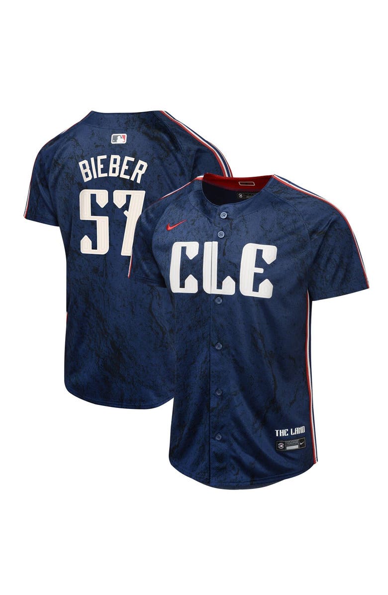 Nike Youth Nike Shane Bieber Navy Cleveland Guardians 2024 City Connect Limited Jersey, Alternate, color, 