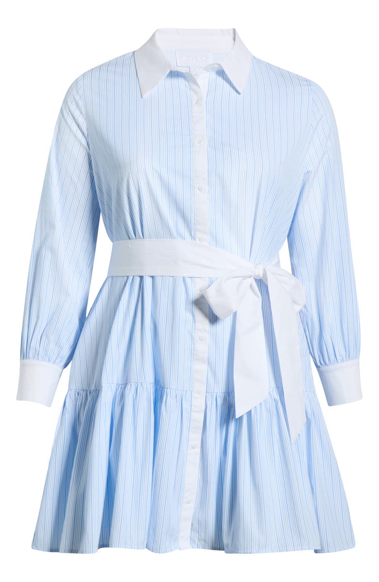 SUGARLIPS Stripe Contrast Trim Long Sleeve Shirtdress, Alternate, color, Blue-White-Stripe