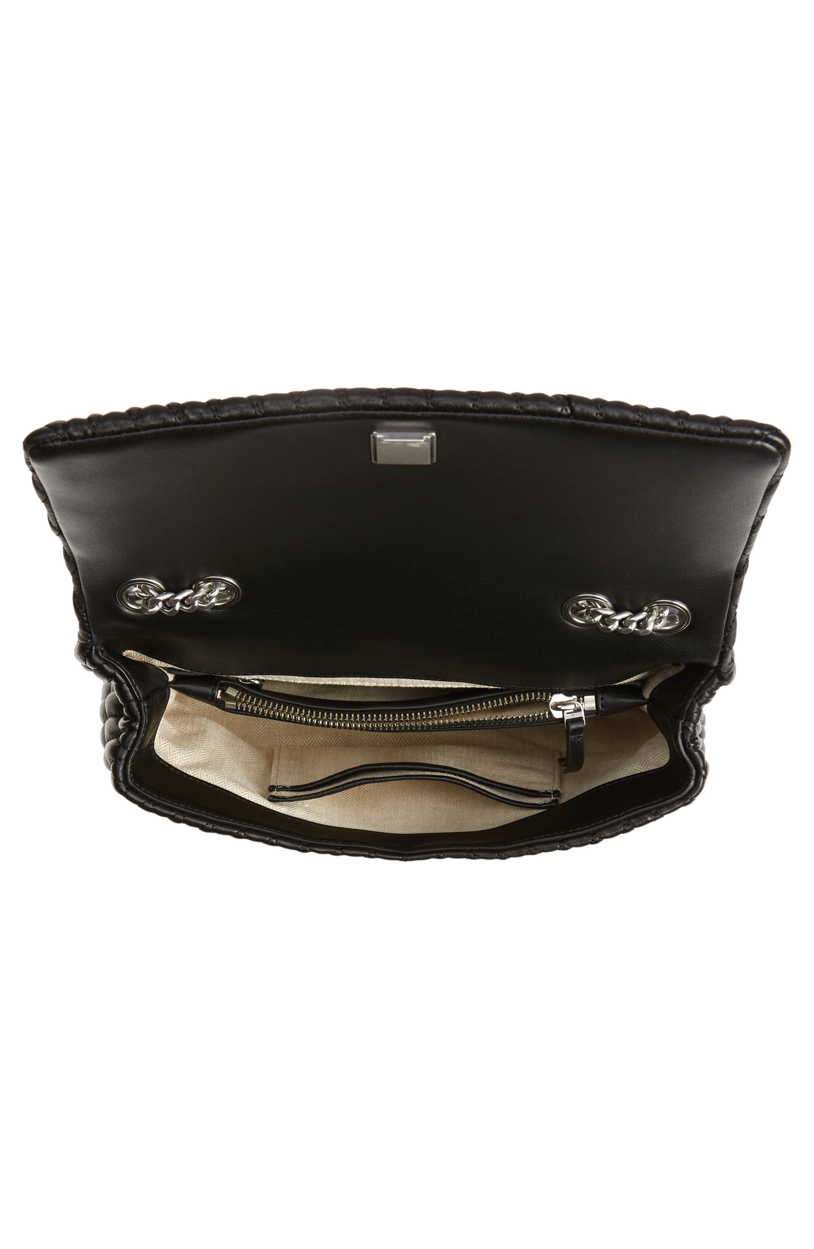 Tory Burch Kira Ruched Leather Convertible Shoulder Bag, Alternate, color, 