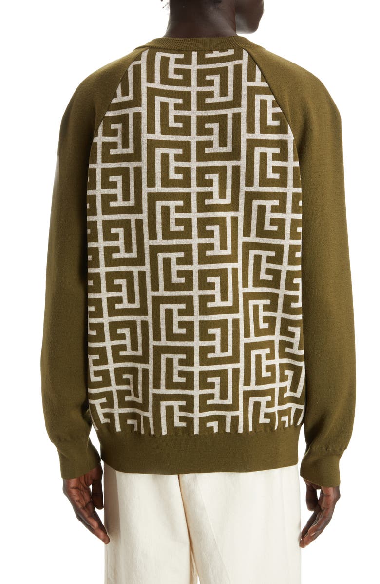 Balmain Macro Monogram Wool Blend Sweater, Alternate, color,