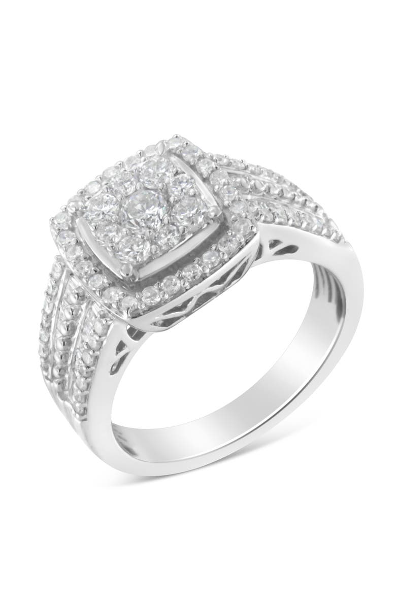 Haus of Brilliance 10K White Gold 1.0 Cttw Diamond Cluster Ring, Main, color, White Gold